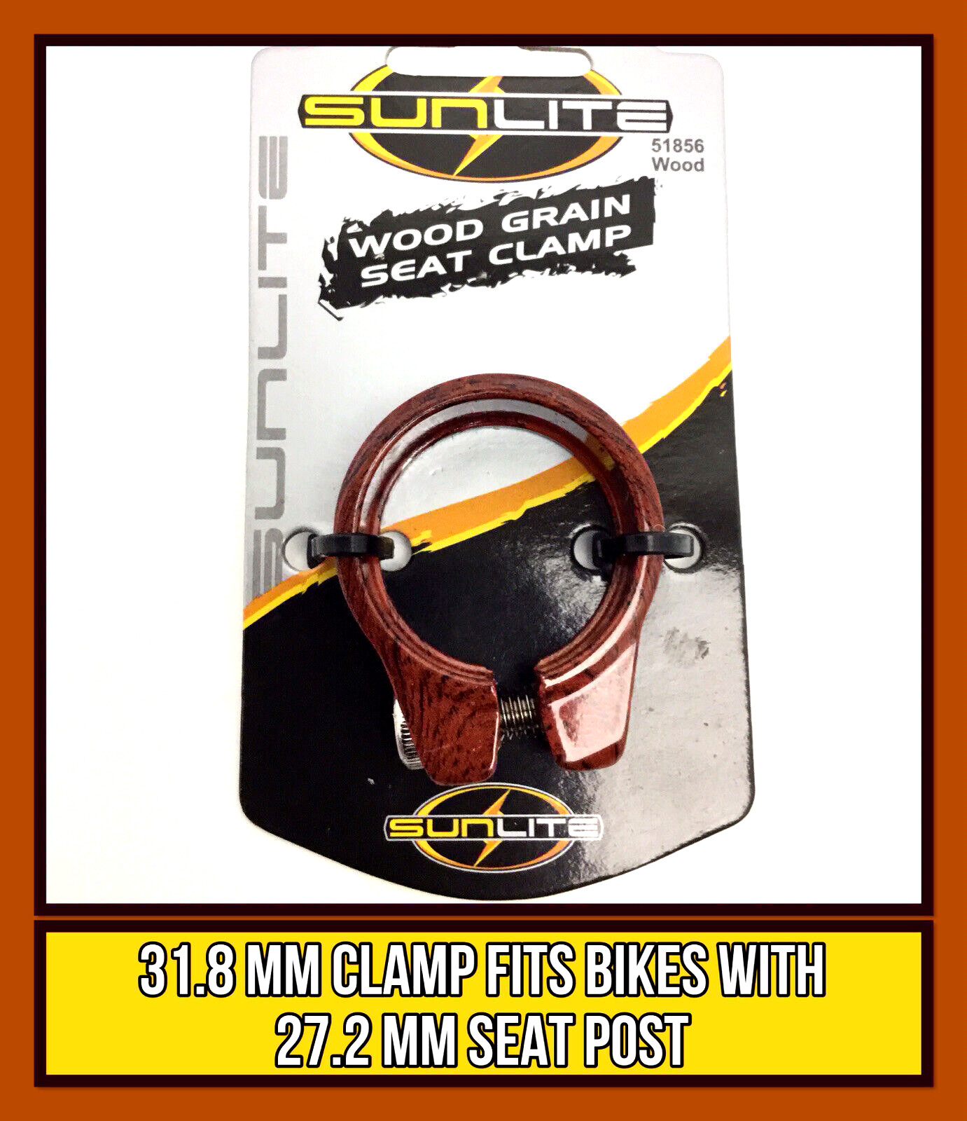 Bicycle Seat Post Clamp 31.8 mm WOOD GRAIN Fits Bikes with 28.6-27.2mm Seatpost