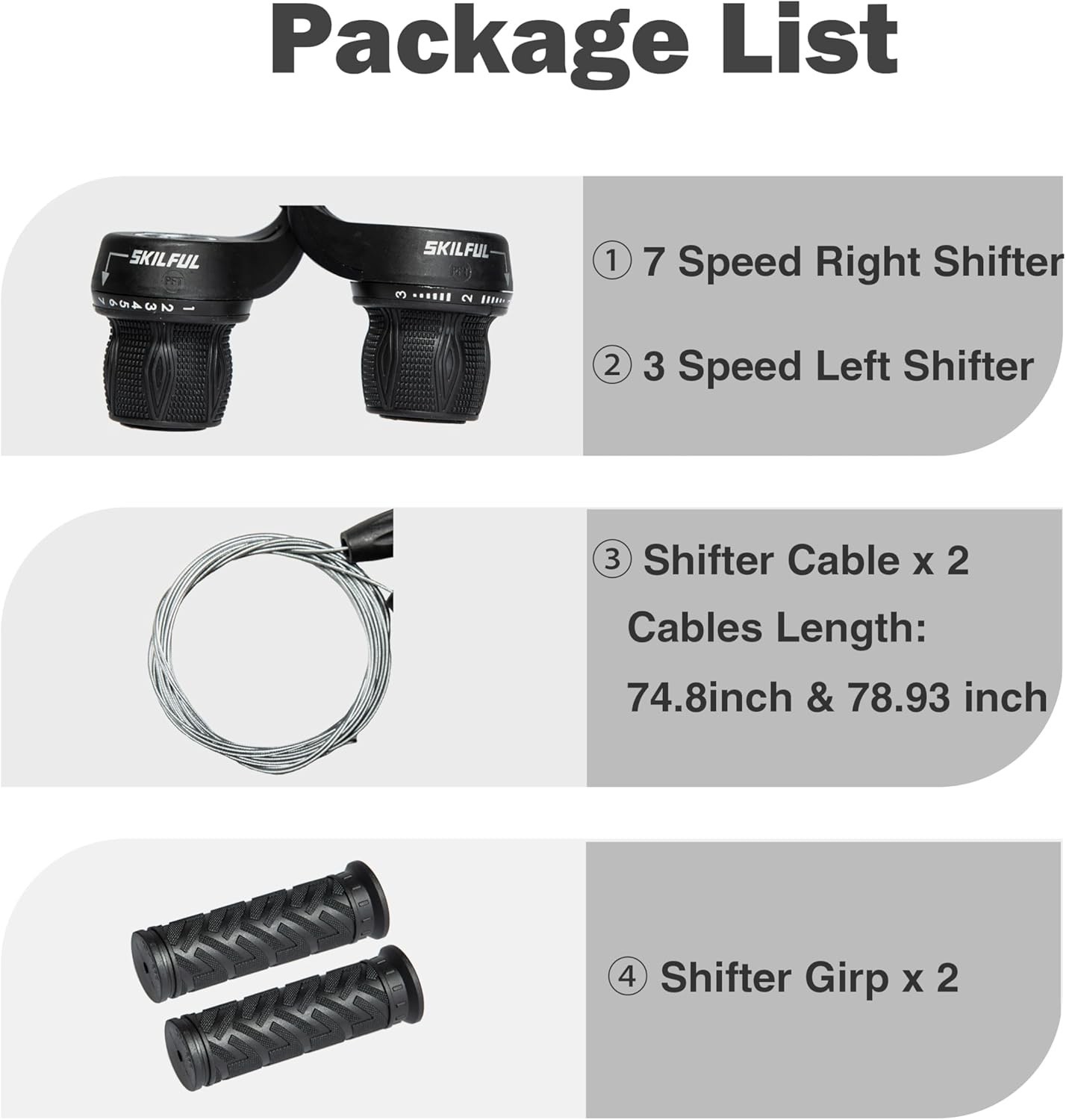 Multi-Gear 21 Speed Bike Shifter with Smooth Operation and Extended Cables