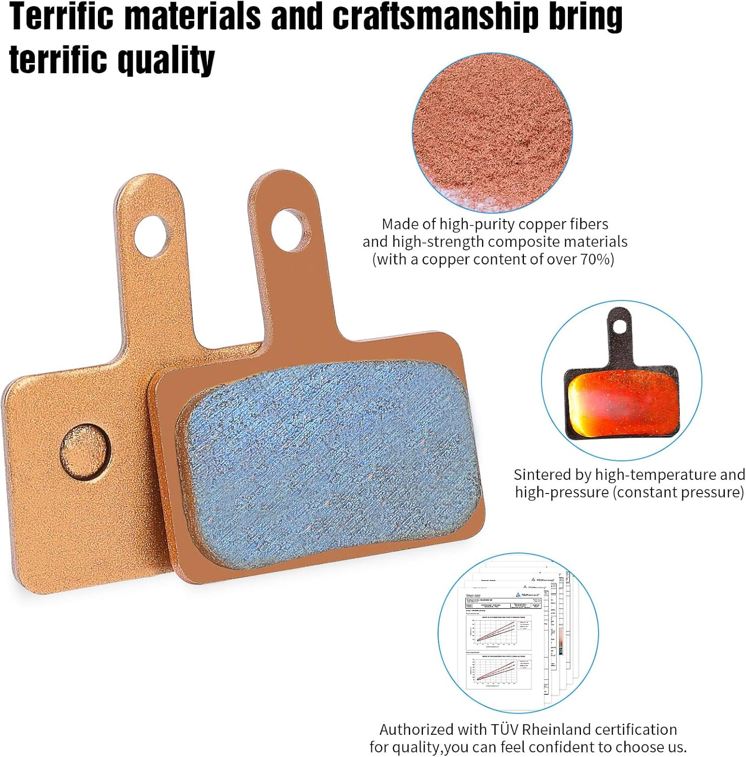 25 Pairs Sintered Metal Ebike Bicycle Disc Brake Pads, Compatible with Tektro Br