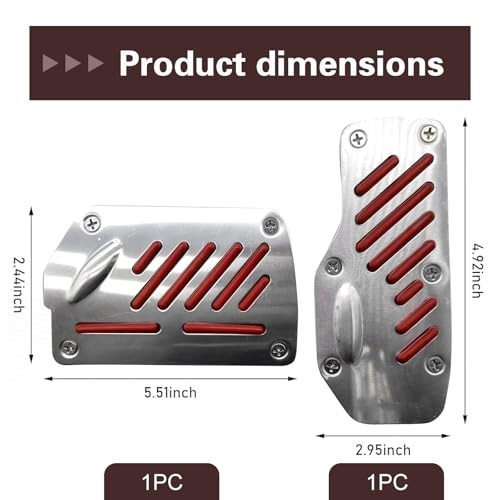 Car Pedal Covers, Anti-slip Brake & Accelerator Pad, Alloy Anti-rust 2 PCS Red