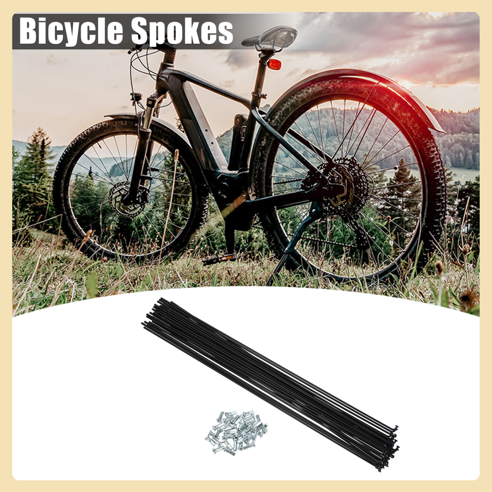 14G J Bend 280mm x 2mm Bike Bicycle Spokes with Nipples Steel Black Item of 36