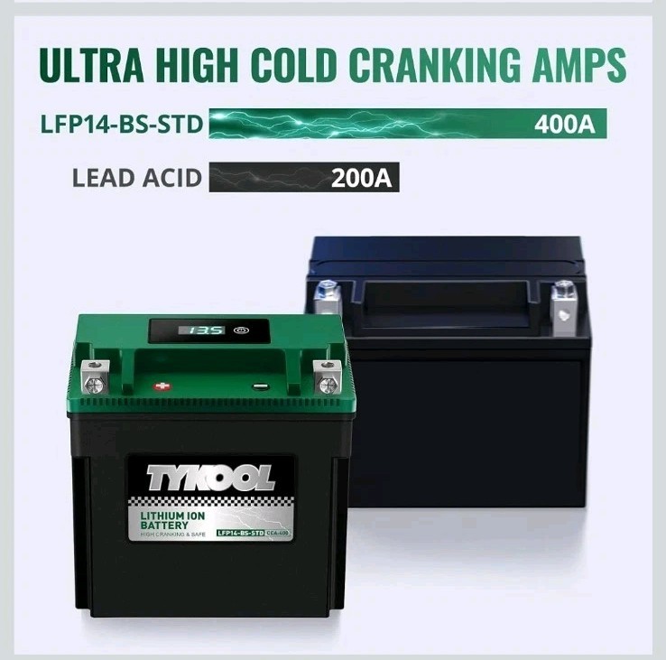 LFP14 12V Lithium Battery Replaces YTX14-BS 400CCA 8AH Fit BMW R12000GS, V-Strom