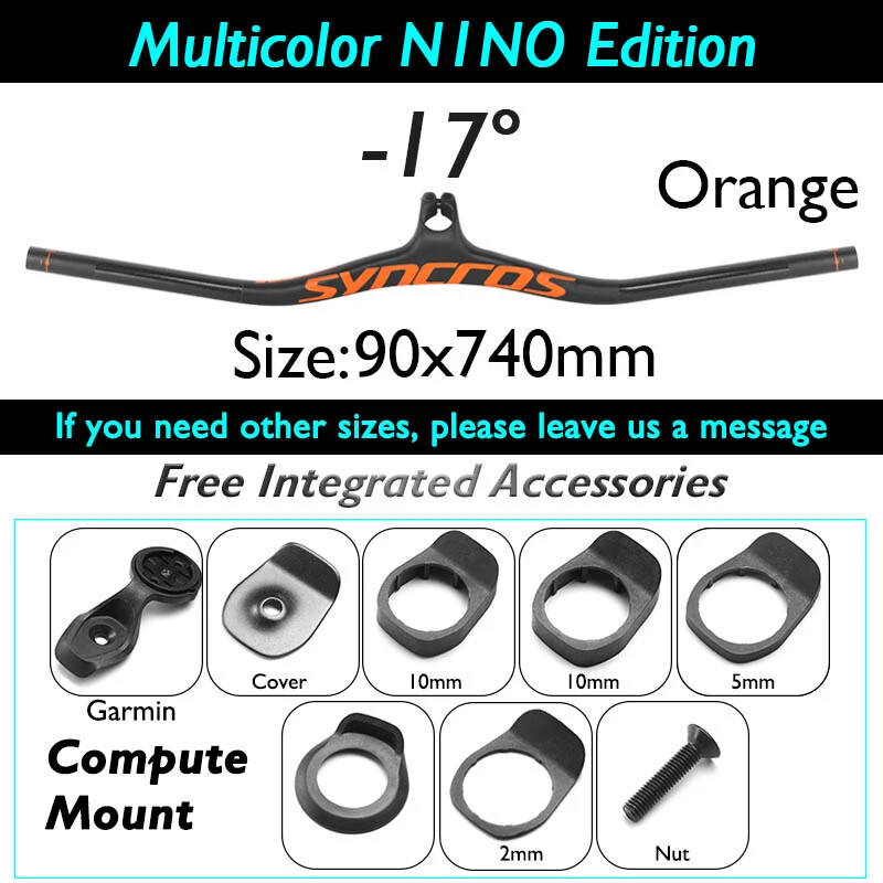 90*740mm Carbon Fiber Mountain Bike Integrated Handlebar -8/-17/ -25 Degree