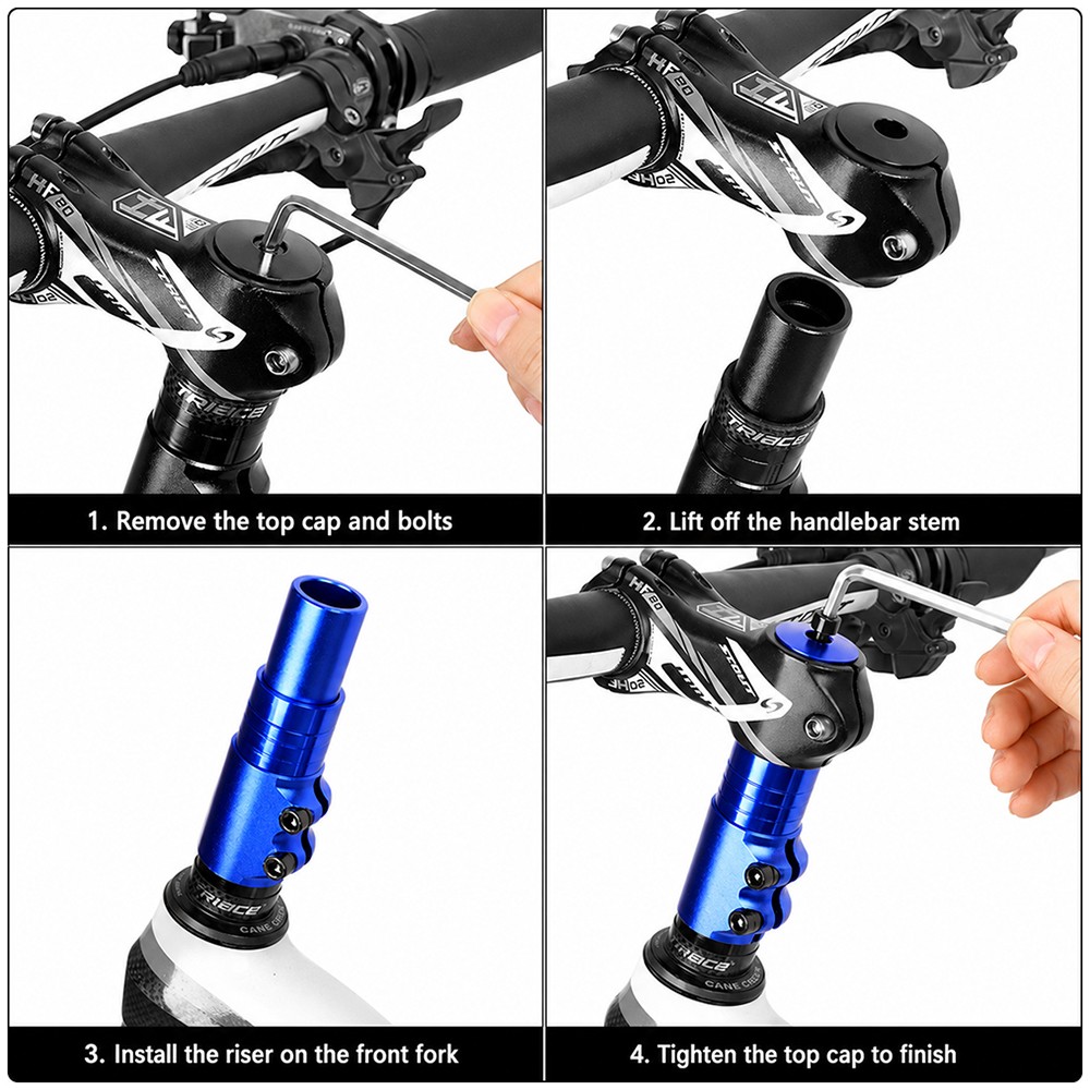 Bike Stem Riser 1-1/8″ Adjustable Handlebar Extender for Bicycle Road Bike MTB