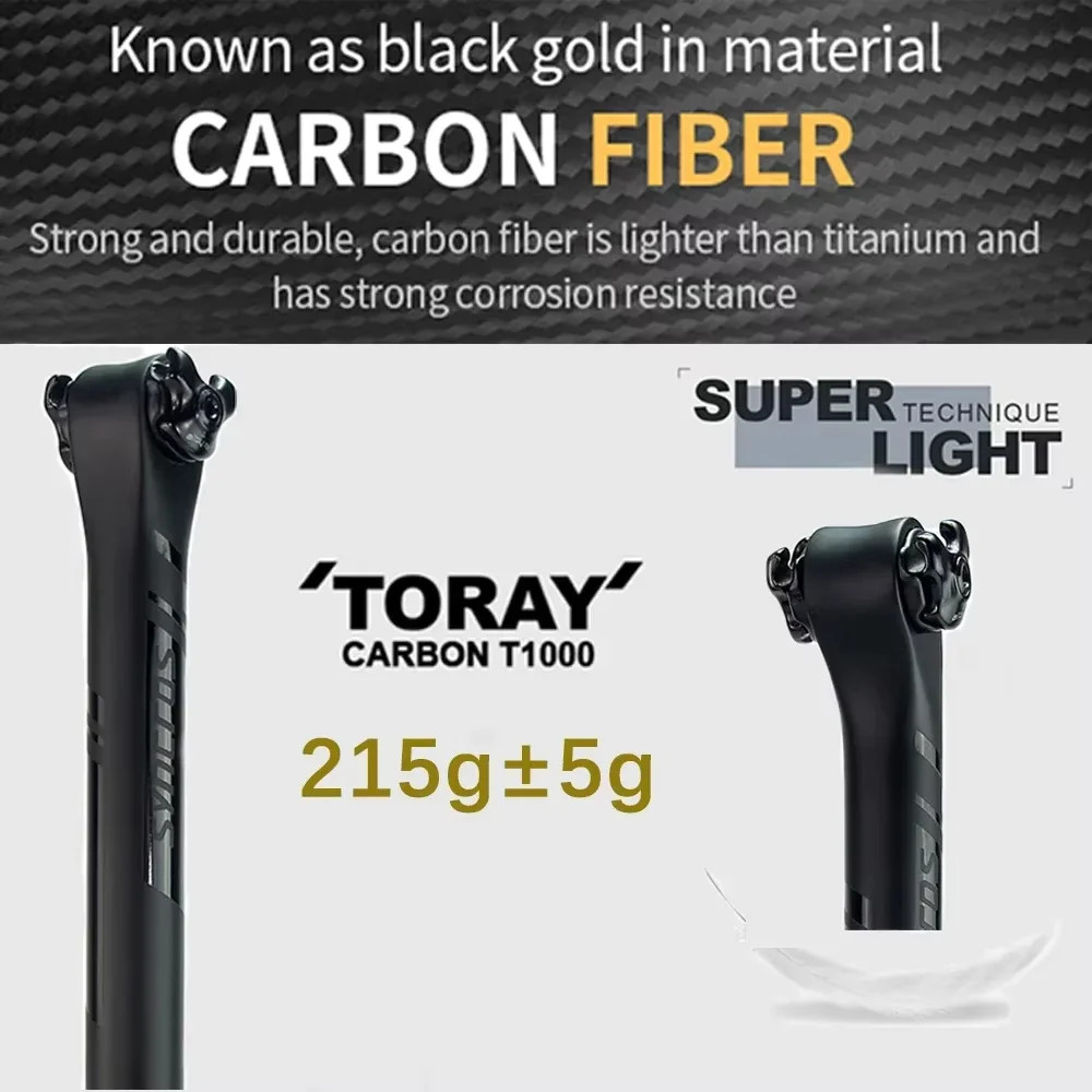 Carbon Fiber Seatpost MTB/Road Bike Seat Tube 0°/20° Rail 7×9/7x7mm 27.2-31.6mm