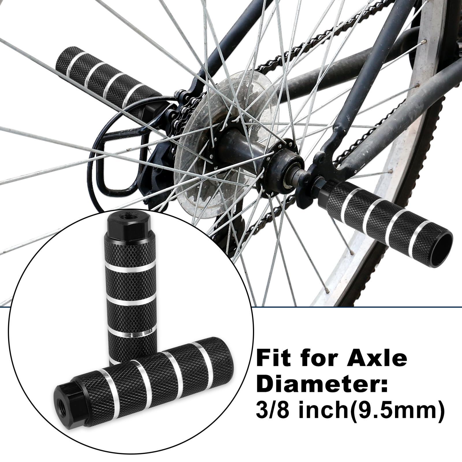 4pc Aluminum Alloy Rear Foot Pegs Black for BMX MTB Bike Fit 3/8 inch Axles