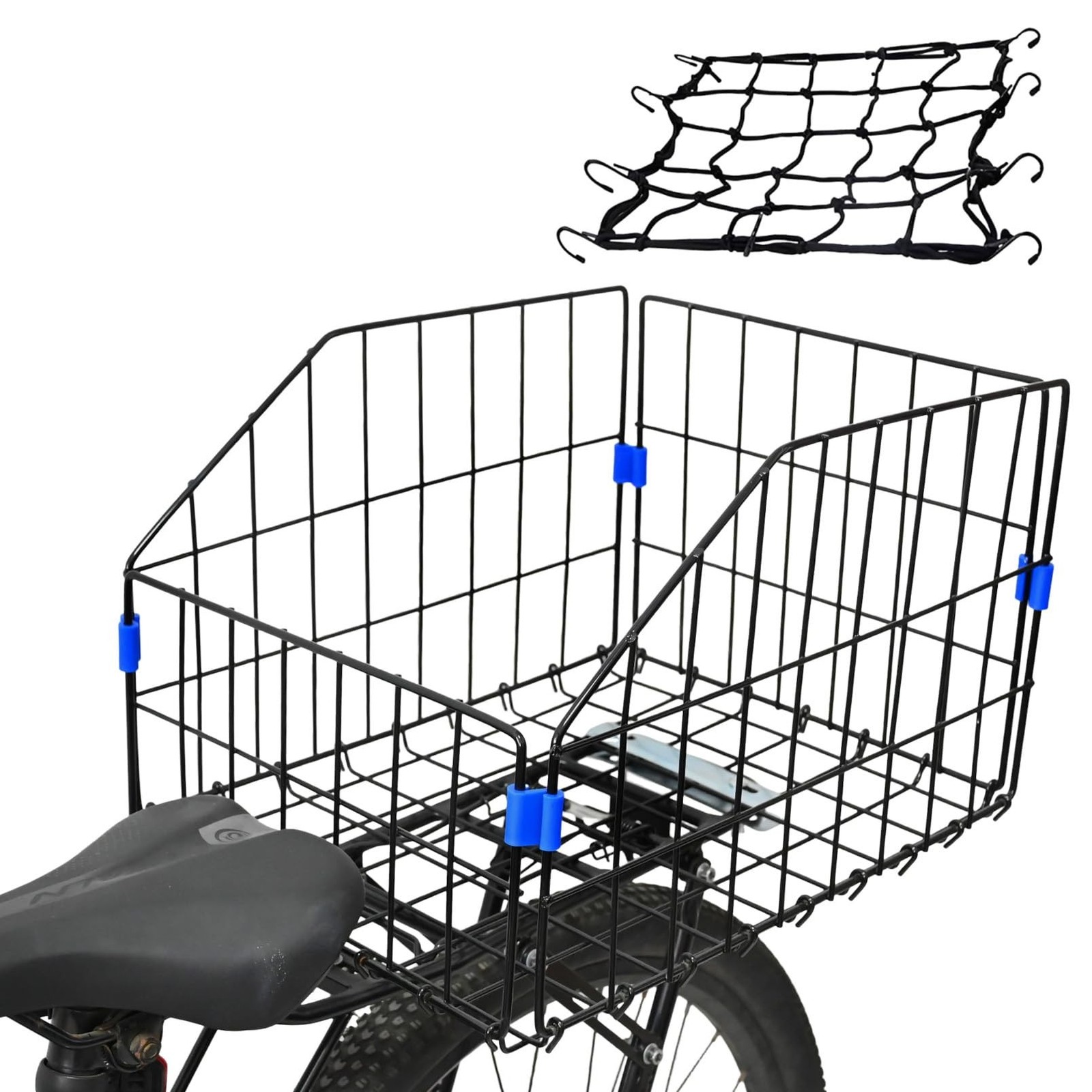 Rear/Front Bike Basket, Folding Large Bike Basket Rear/Front with Reflective …