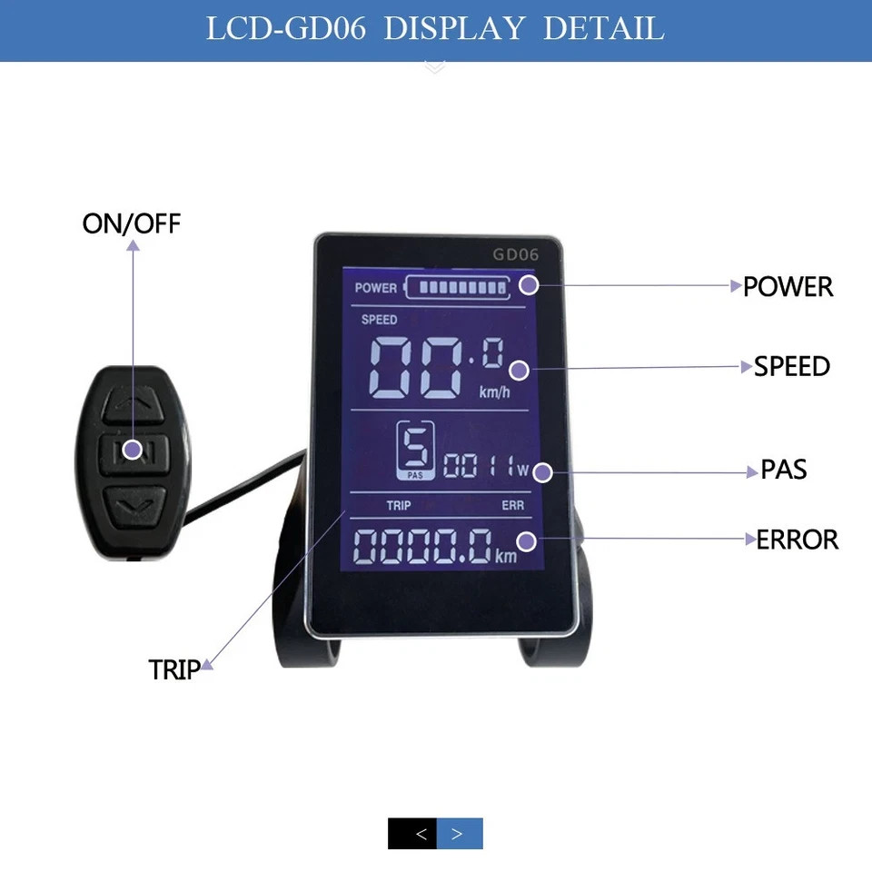 E-Bike JN GD06 LCD Display 36V/48V Bicycle Part Waterproof Plug/SM Plug