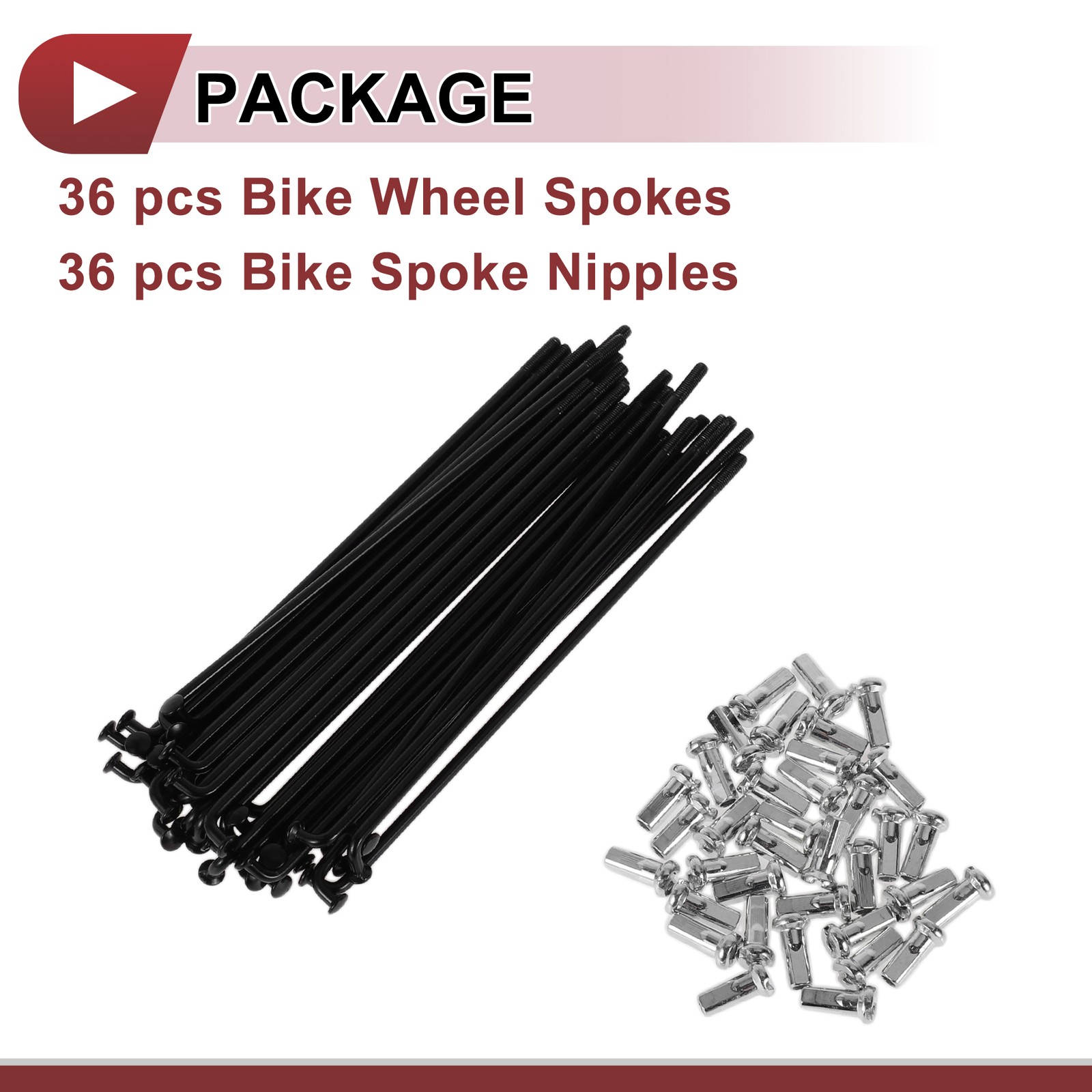 36 Set 12G Bicycle Spokes 114mm Bike Wheel Spokes 45 Steel Black