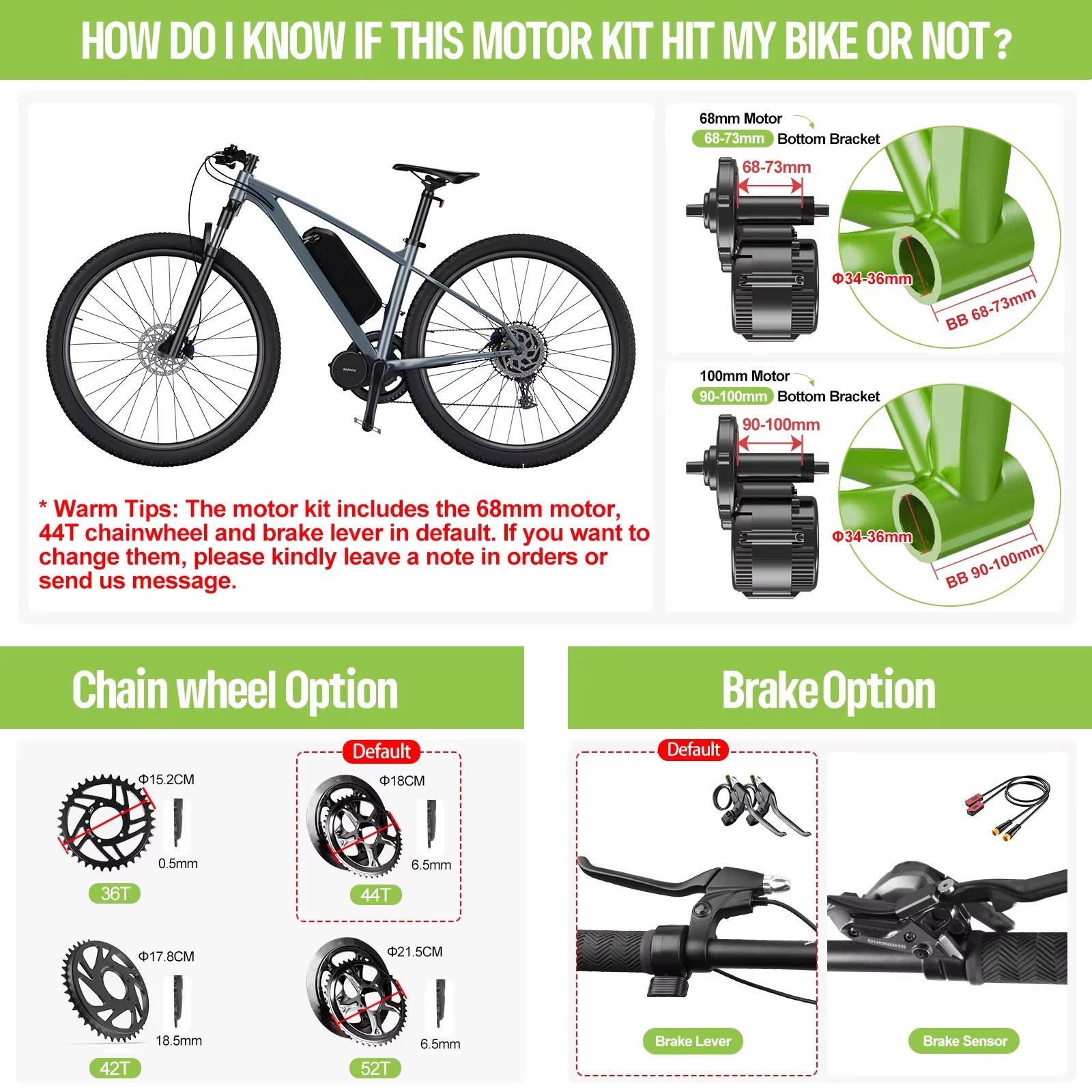 BAFANG 48V750W EKD01 Display +44T Chainring Mid Drive Motor Conversion Kit