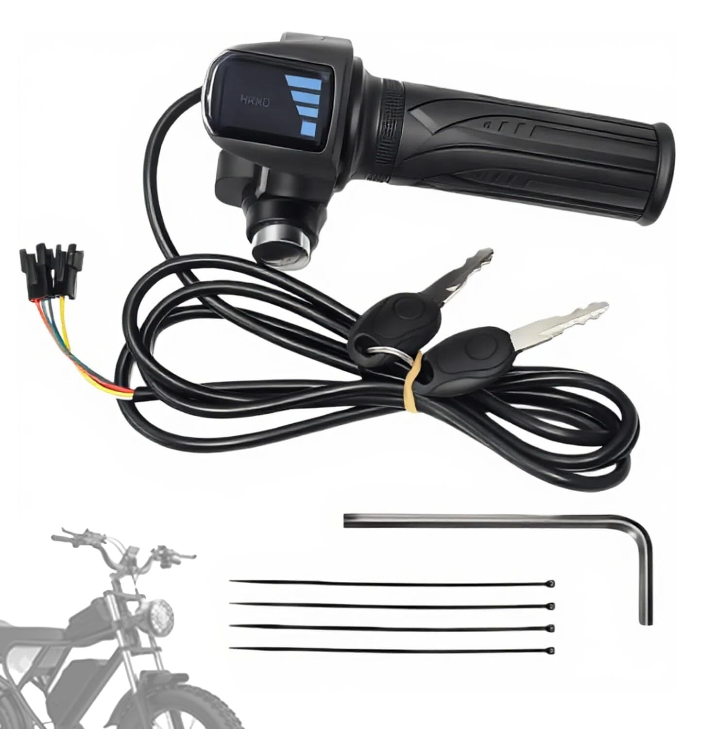 Full Twist Throttle for Ebike, 48V Plug & Play, LCD Display, Key Lock, Easy Inst