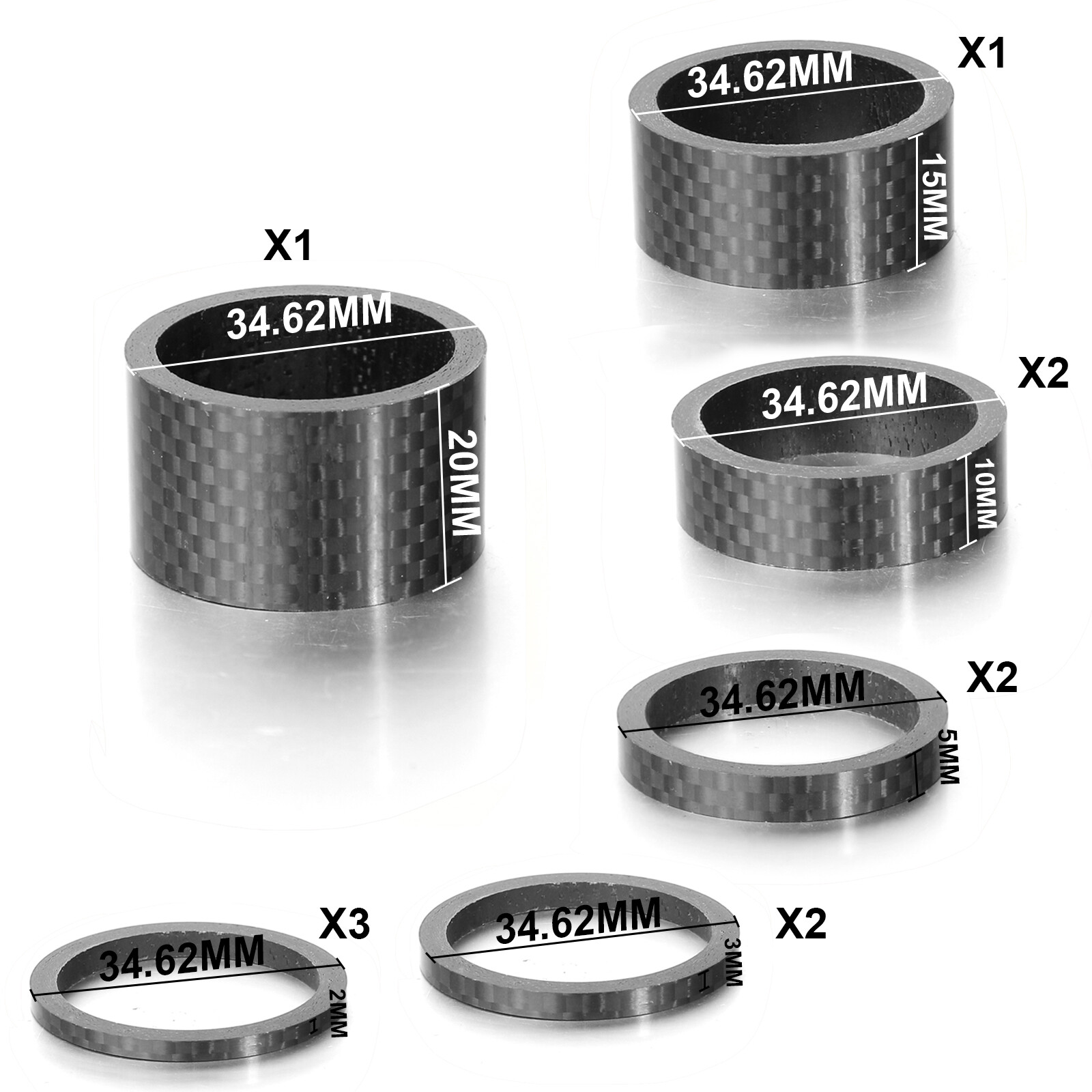 Carbon Fiber 3, 5, 10, 15, 20mm Headset Spacer 1-1/8″ Stem Road Bike Fork Washer