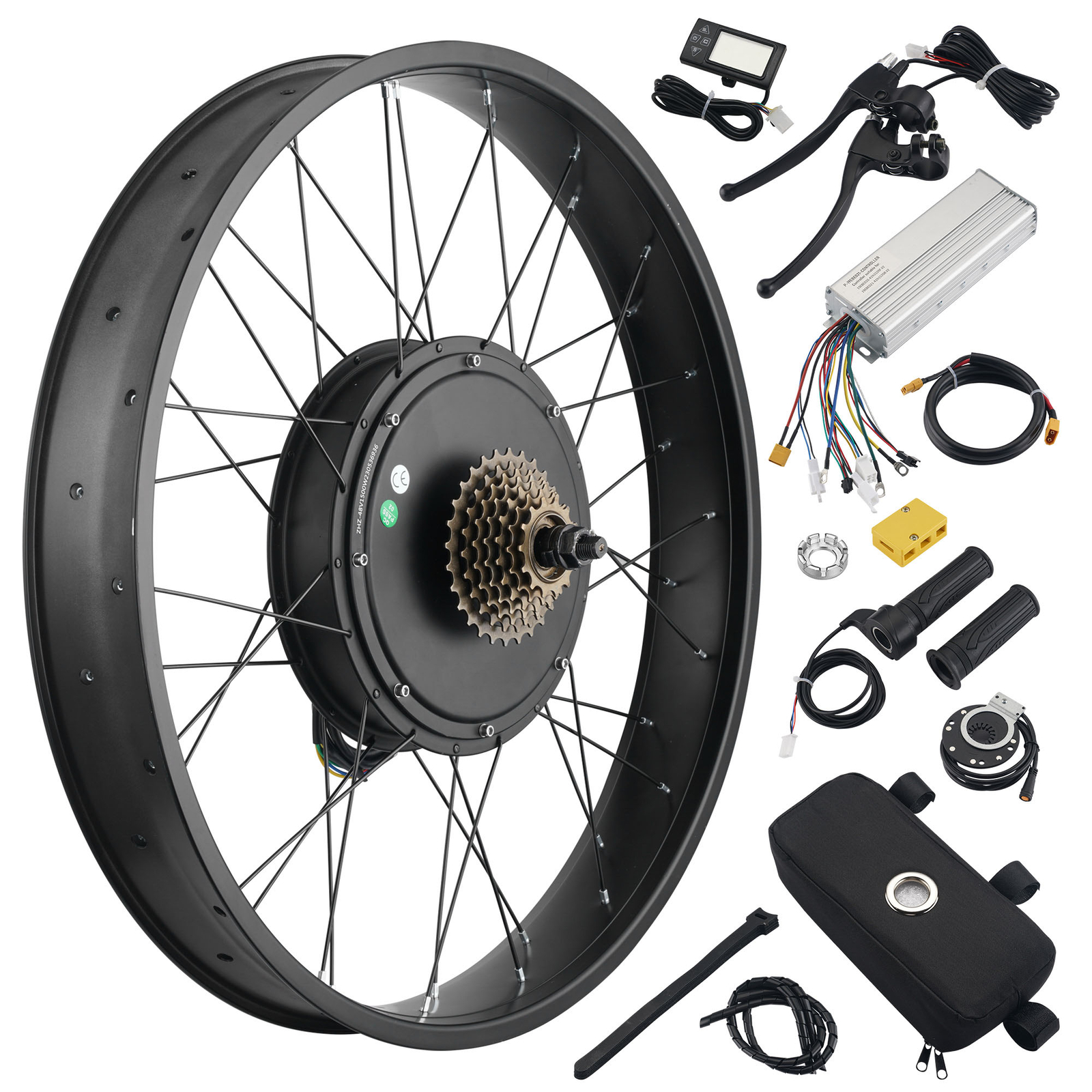 Yescom 26″x4″ Fat Tire 48V Ebike Front/Rear Wheel Bicycle Conversion Kit LCD