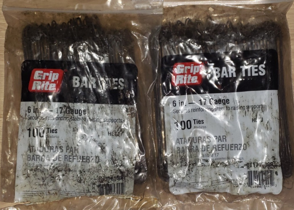 GRIP RITE Bar Ties 6 in. 17 Gauge – Qty- 2 bags of 100 NEW