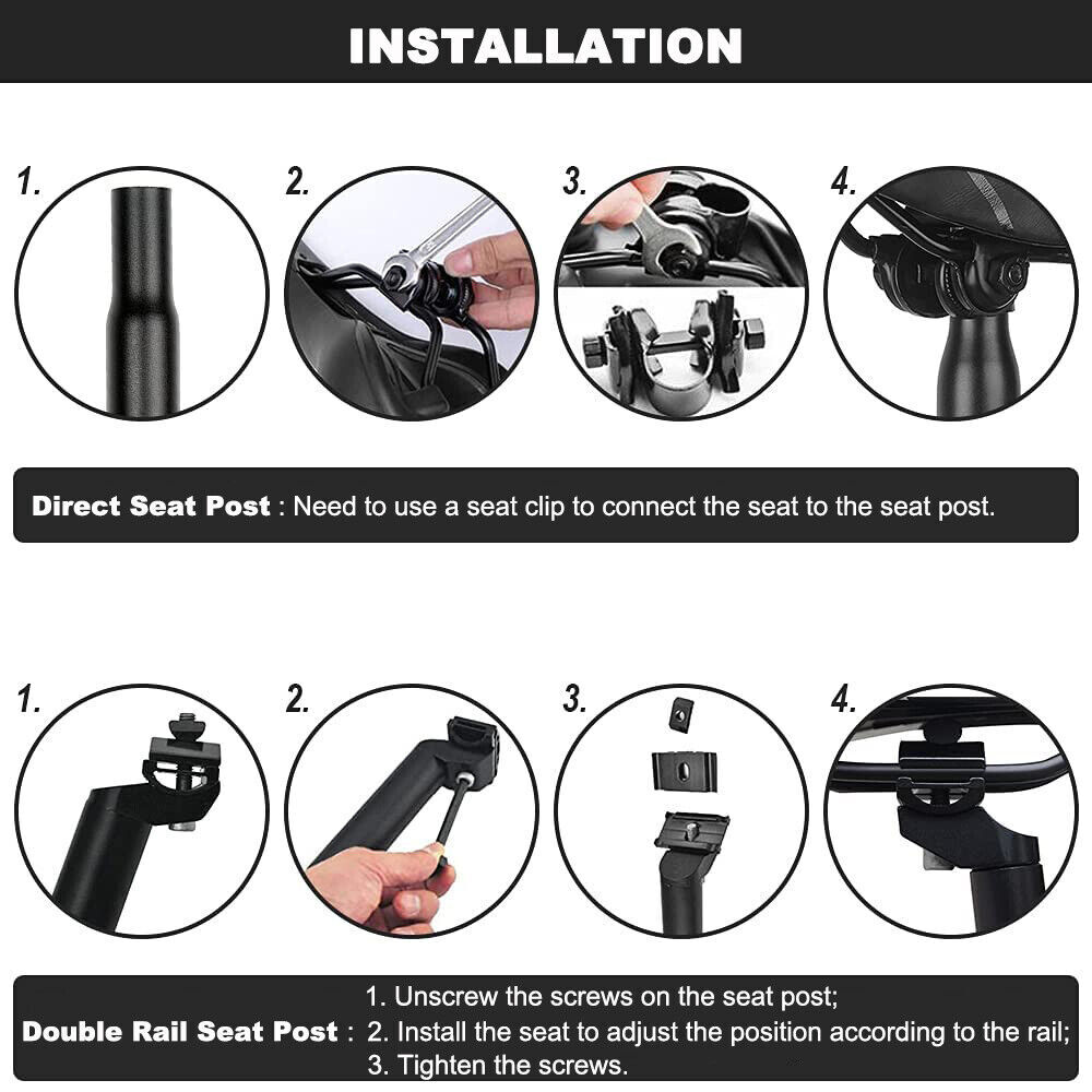 Bike Saddle Bicycle Seat Soft Pad Cushion & LED Tail Light Safety Warning Lamp