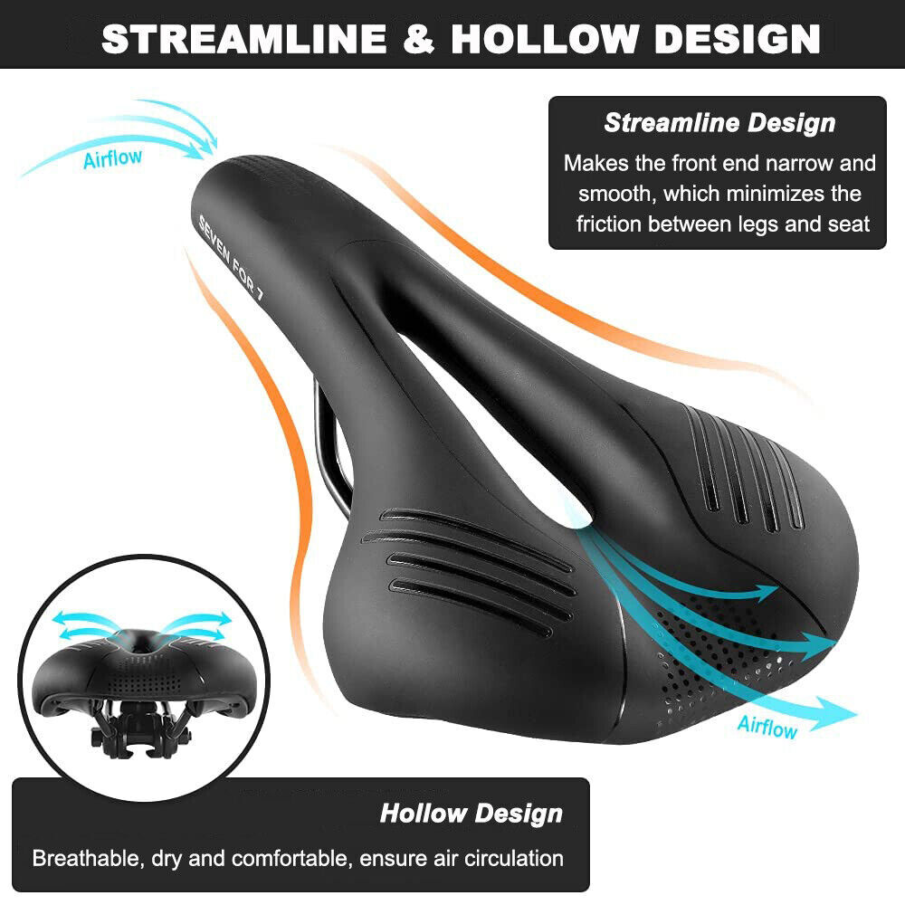 Bike Saddle Bicycle Seat Soft Pad Cushion & LED Tail Light Safety Warning Lamp