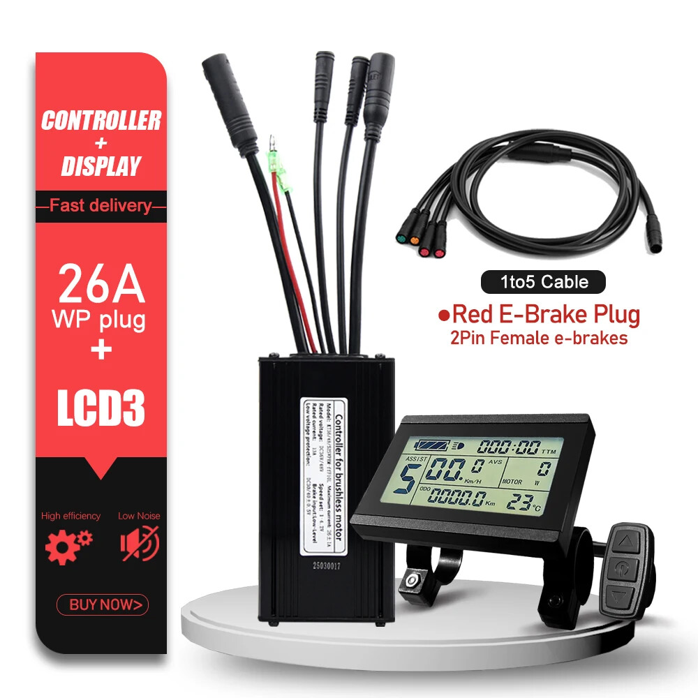 KT E-bike Sinewave Controller 36/48/52V 26A Waterproof Brushless 500W 750W Motor