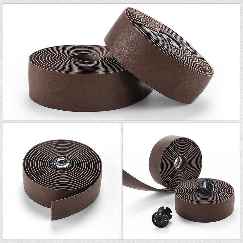West Biking Road Bike Bicycle Handlebar Tapes Cowhide Leather Cycling Handlebar Tape