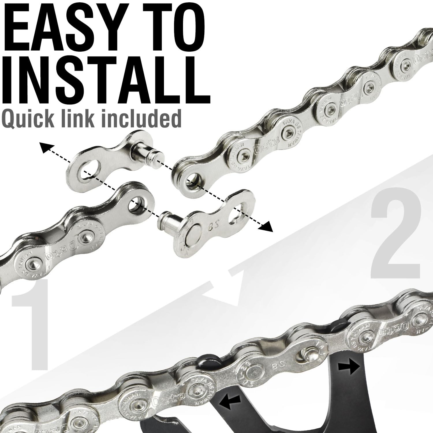 HeavyDuty Bike Chain 6 7 8 Speed Silver 116 Links Quick Link for Bicycle Repair
