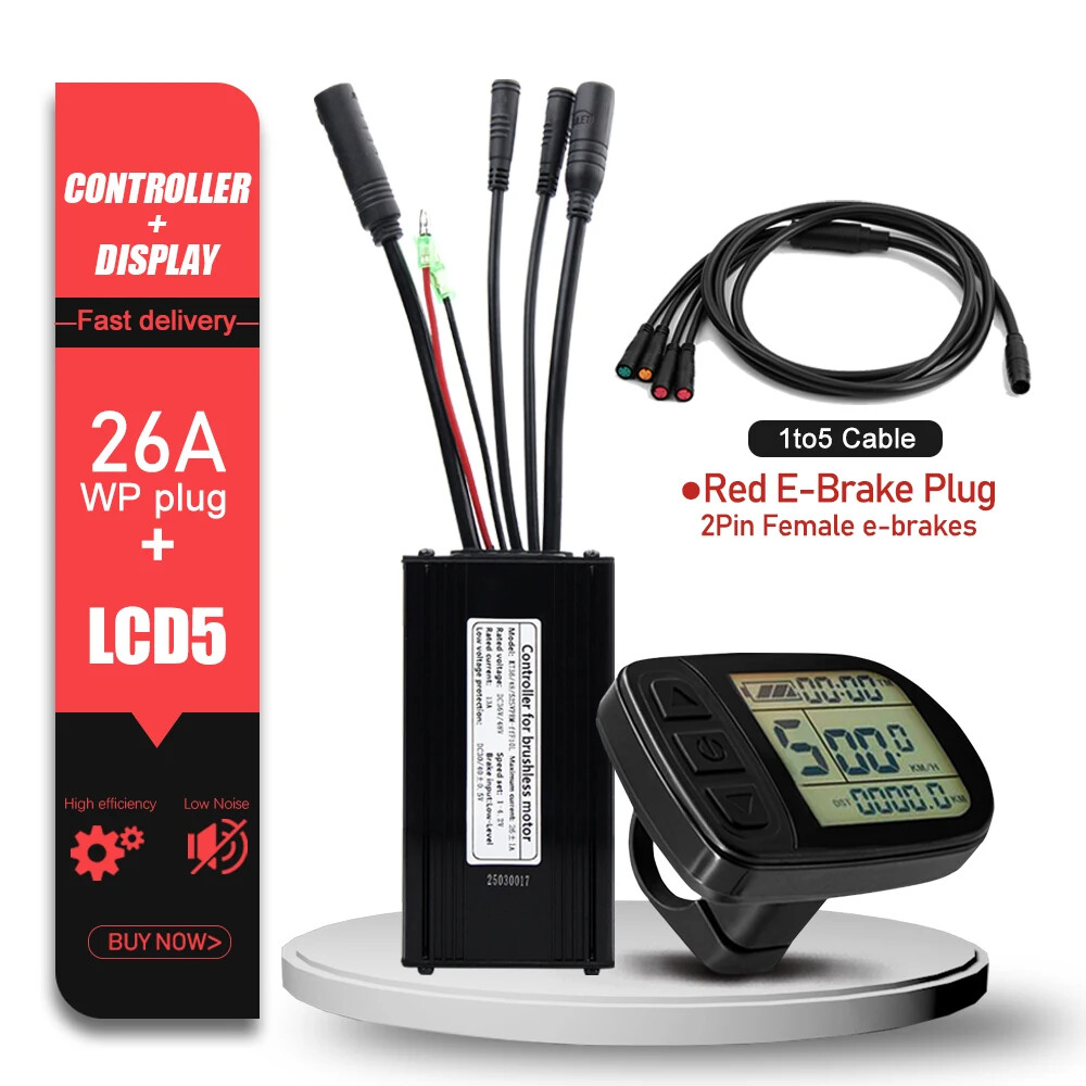 KT E-bike Sinewave Controller 36/48/52V 26A Waterproof Brushless 500W 750W Motor