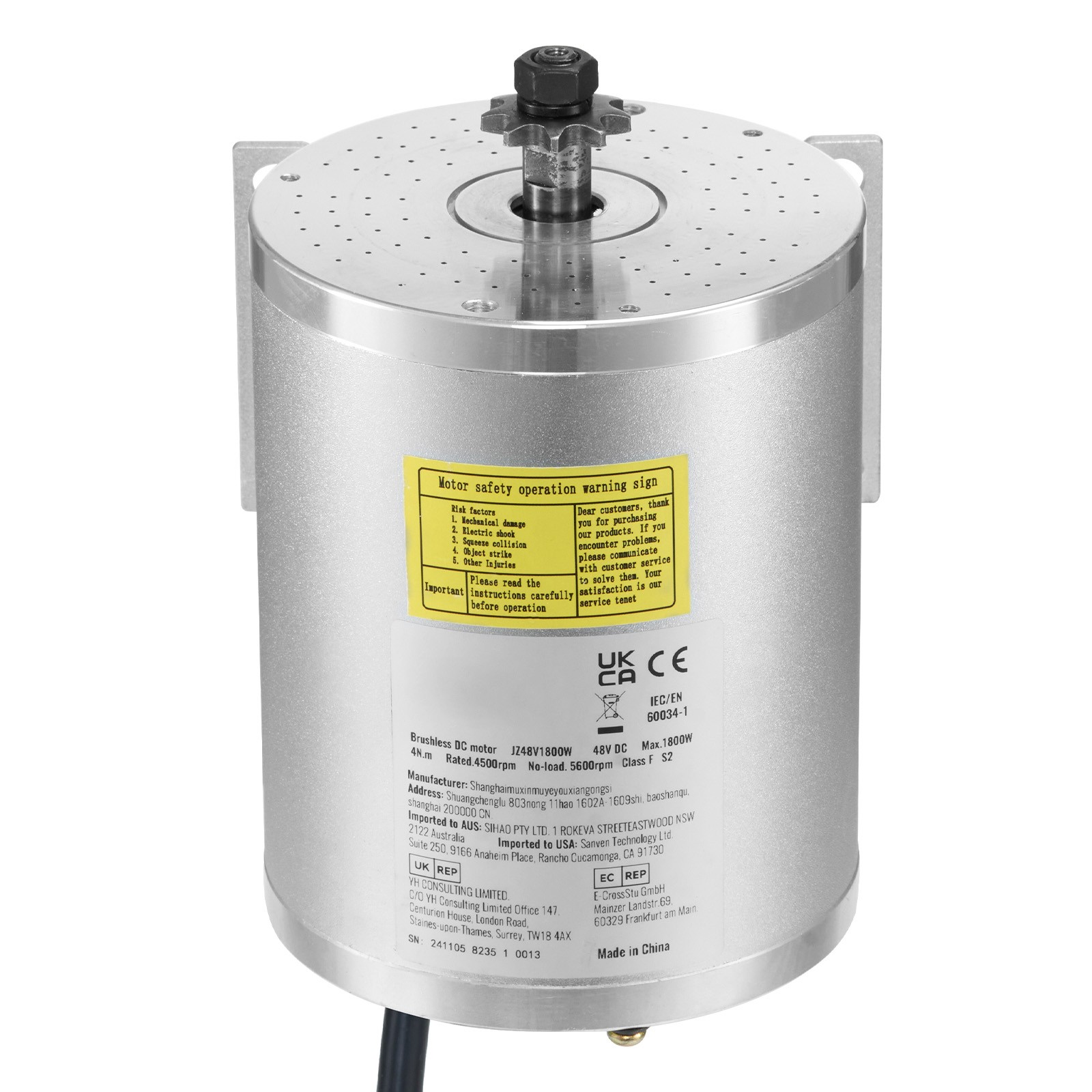 Uimoso 48V 1800W Brushless DC Motor Kit with Enhanced Controller, 4500rpm