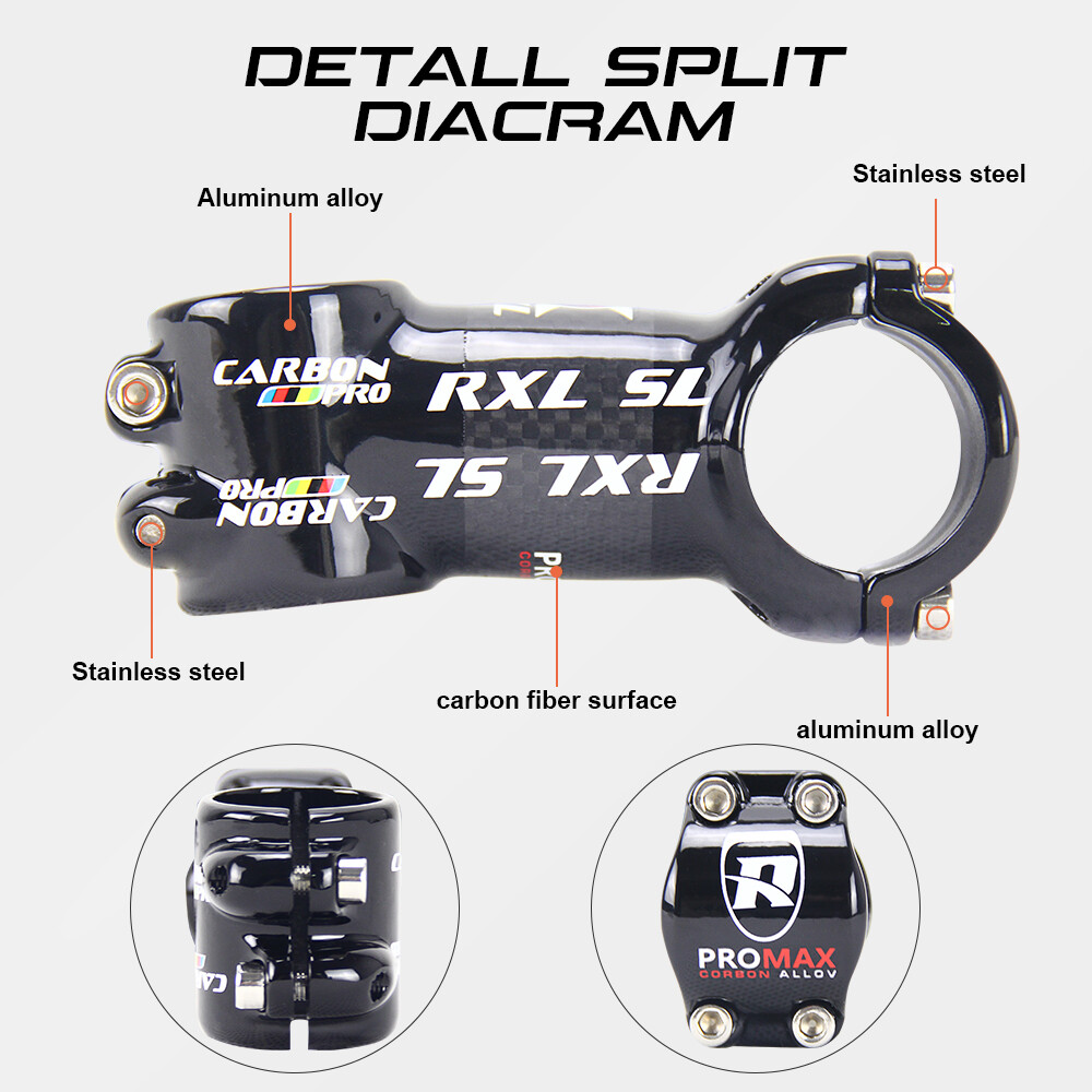 Carbon Fiber+Aluminum Alloy1-1/8″Road Bicycle Stem 6 Degree Mountain Bike Stems