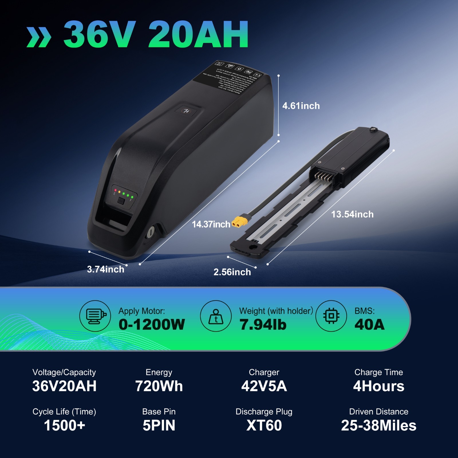 52V 48V 36V 10Ah 15Ah 20Ah Electric Bicycle Ebike Lithium Battery Rechargeable