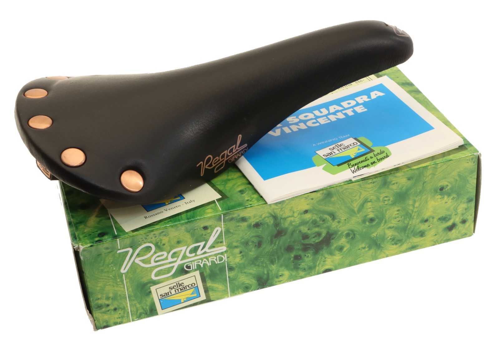 Selle San Marco Regal Girardi SMOOTH Black Leather Saddle Copper NEW in Box NOS