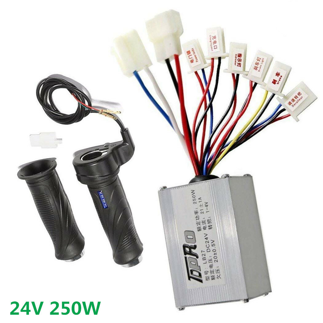 24V 250W Brush Motor Speed Controller Box+Throttle Grip For Scooter E-Bike Razor