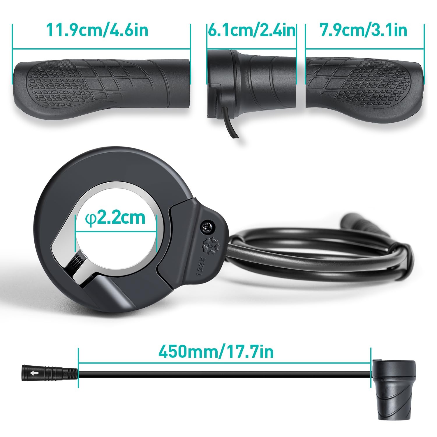 3 Pin Female Ebike Half-Twist Throttle Fits BAFANG BBS01B/BBS02B/BBSHD