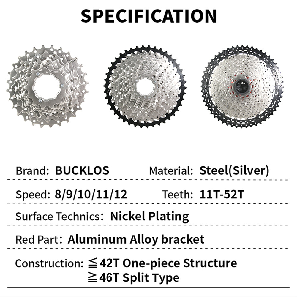 for Shimano SRAM KMC 8/9/10/11/12 Speed 11-52T Bike Cassette 116/126 Links Chain