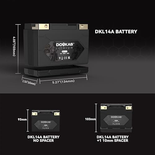 DKL14A YTX14AH-BS 450A LiFePO4 Motorcycle Lithium [+ -] YTX14AH-BS 4Ah 450A