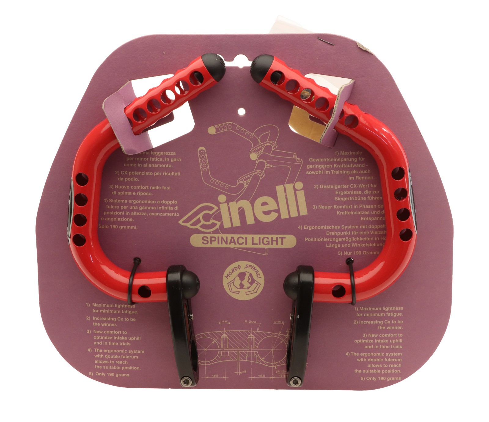 Cinelli Spinaci Light Handlebar Extensions Holes Red/Black Time Trial NEW NOS