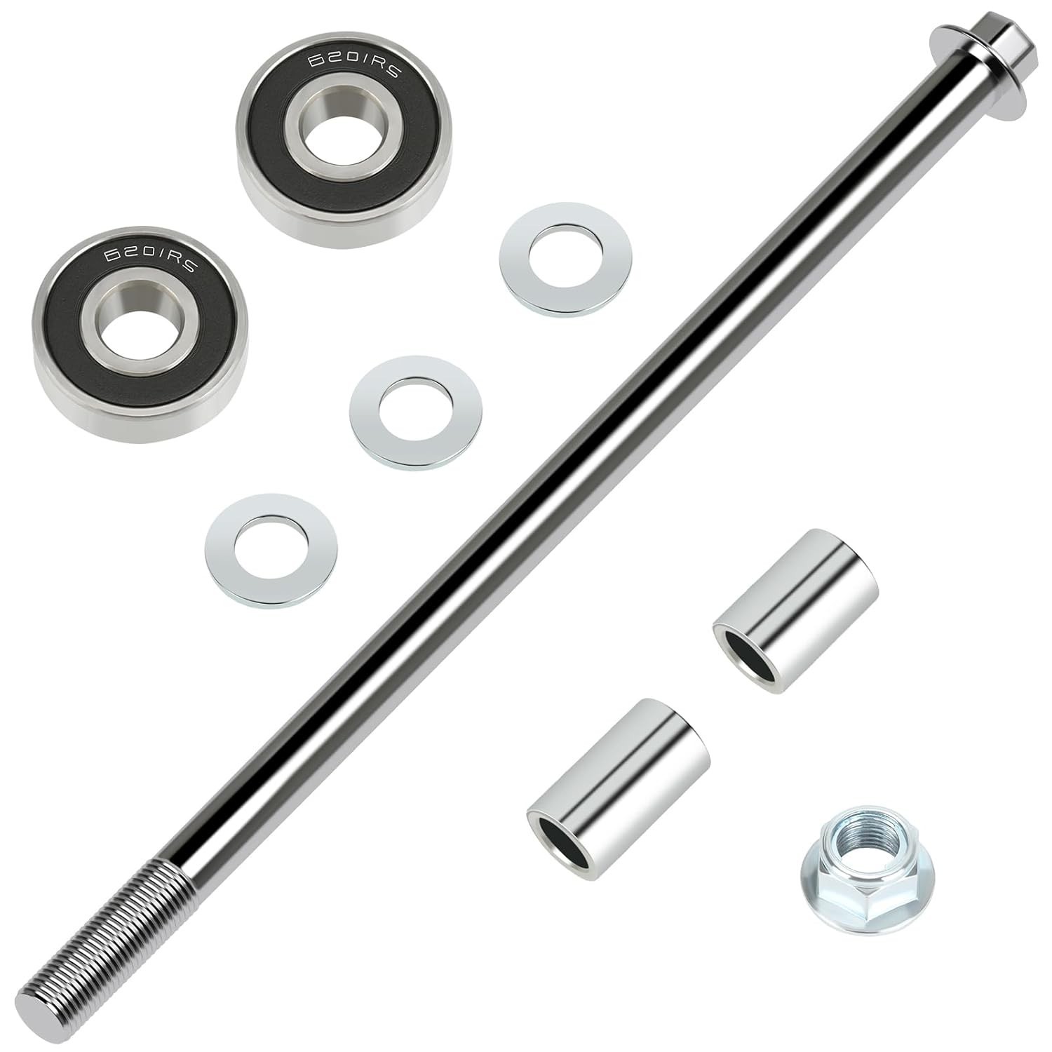 12mm 270mm Mini Bike Rear Axle Nut Bolt with 6201RS Wheel Bearings…