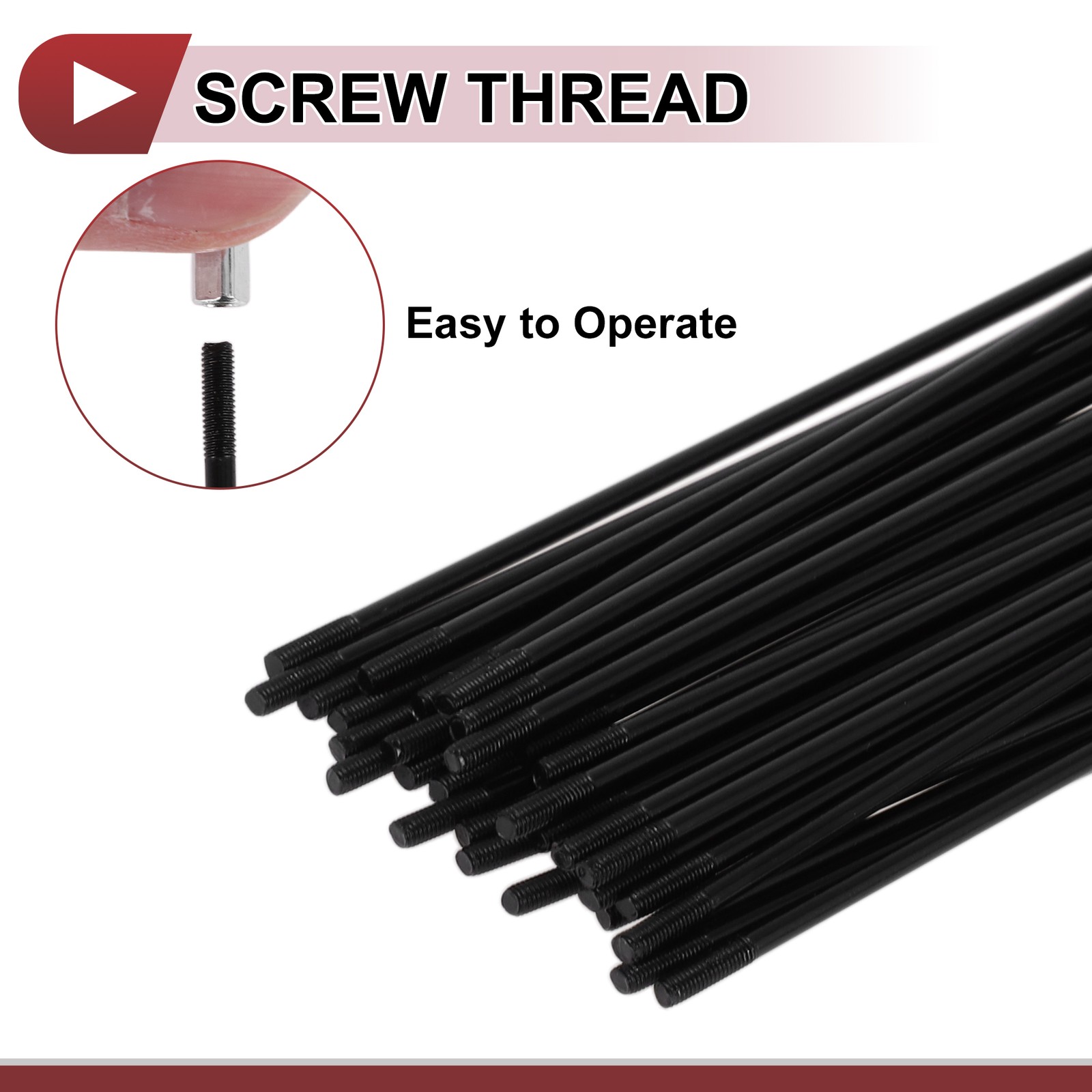 36 Set 12G Bicycle Spokes 131mm Bike Wheel Spokes 45 Steel Black
