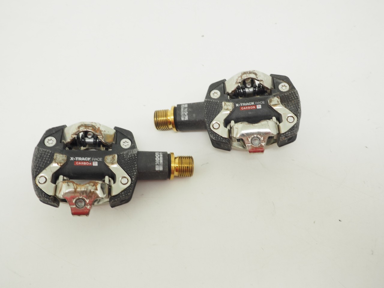 LOOK X-Track Race Carbon Ti Mountain Bike Pedals Black/Gold w/o Cleats *Good*