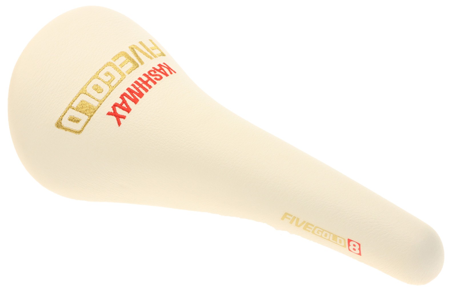 Kashimax Five Gold 8PE Saddle NJS 30mm Rails White Smooth Leather w Logo NEW NOS