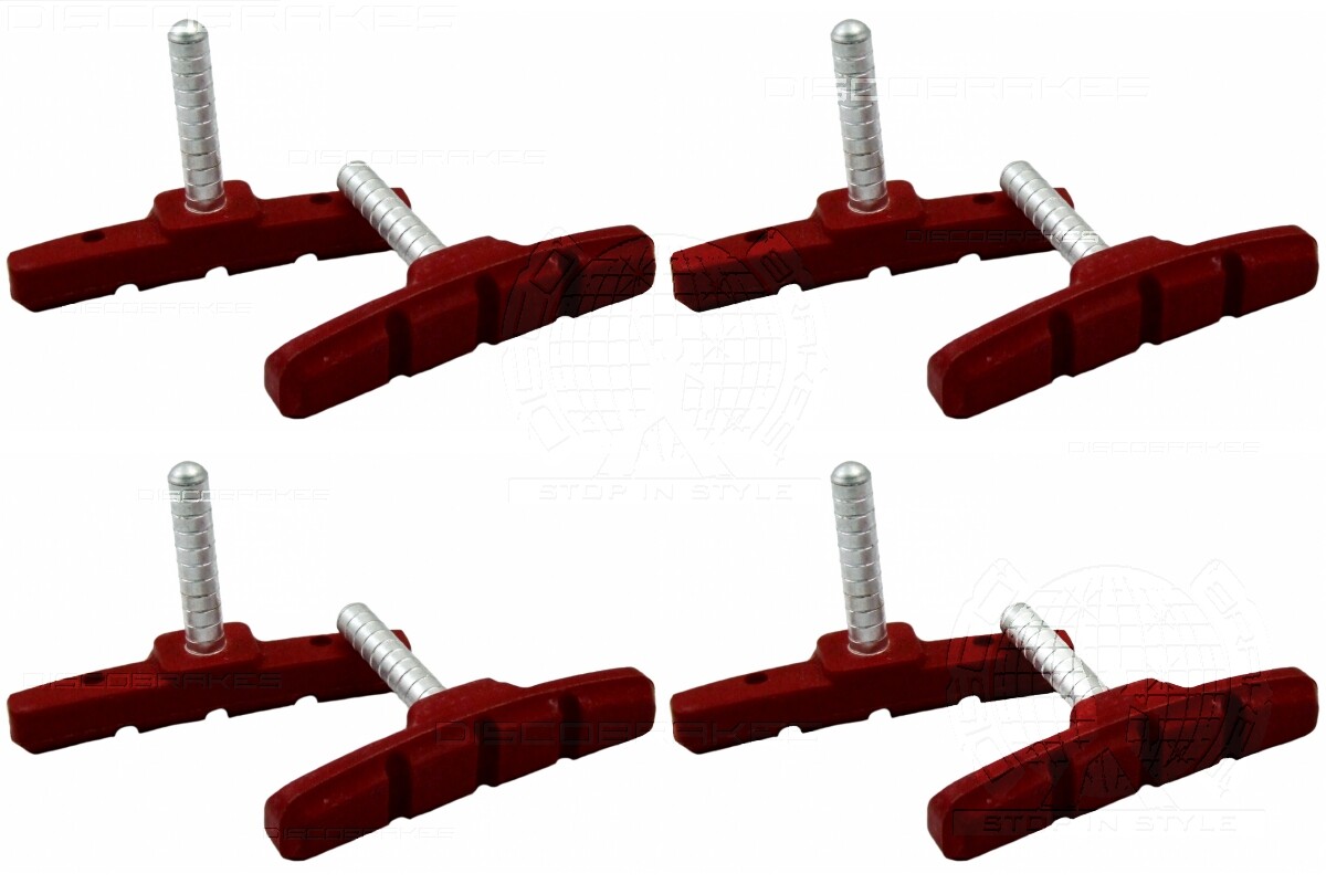 4 Pairs (8 Pads) Red Cantilever Brake Shoes Deore Acera Altus Tourney 70mm Canti