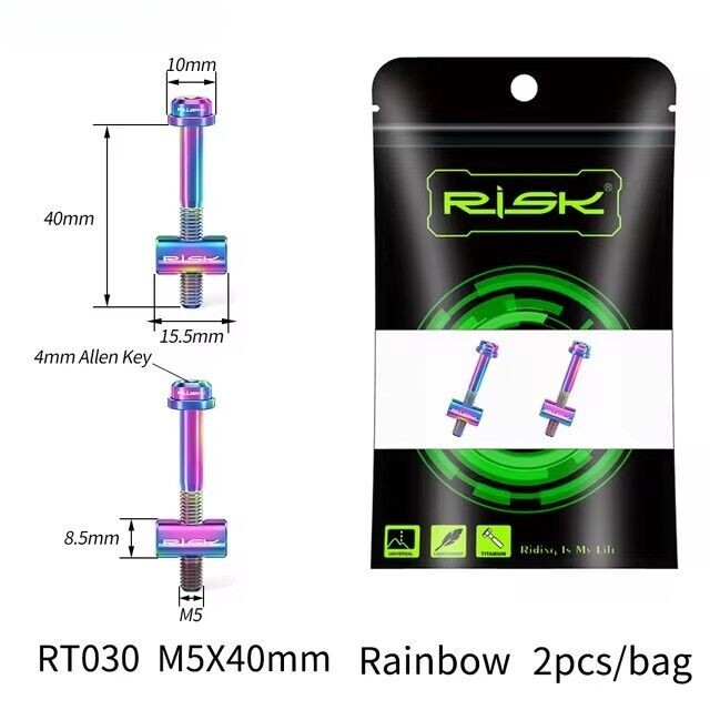 2PCS Bike Seat Post Fixed Bolts Titanium Alloy M5X30mm/40mm Seatpost Screw