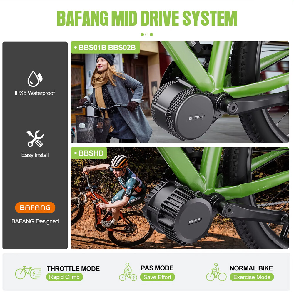 48V 750W Bafang Mid Drive Motor Kits BBS02B 68-73mm Electric Bike Conversion Kit