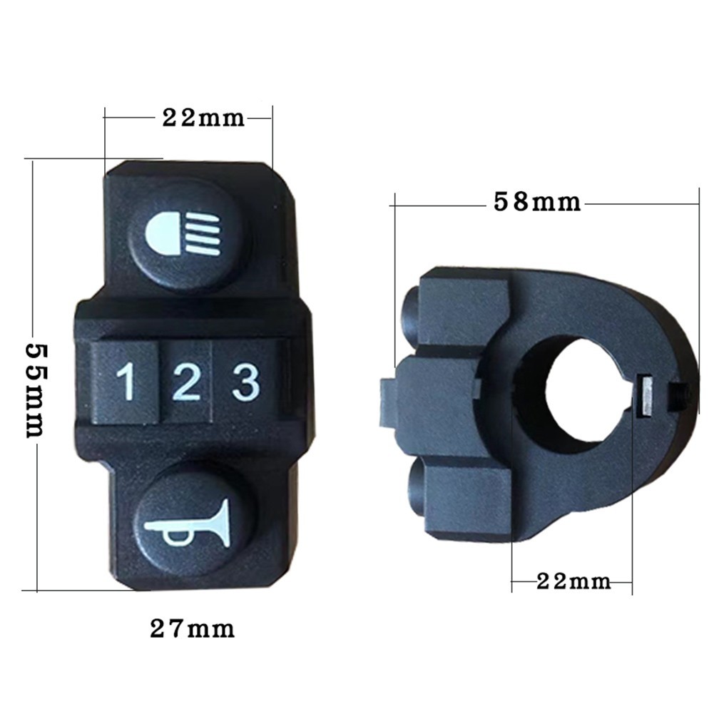 Hot Sale Electric Bicycle Bike Switch Switch Controller 55x27mm ABS Black