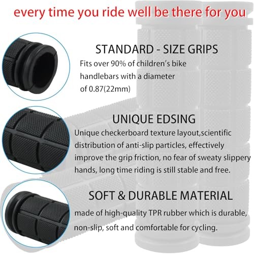 Bike Handlebar Grips 2 Pairs,Kids Non-Slip-Rubber Bicycle Handlebar Grips,