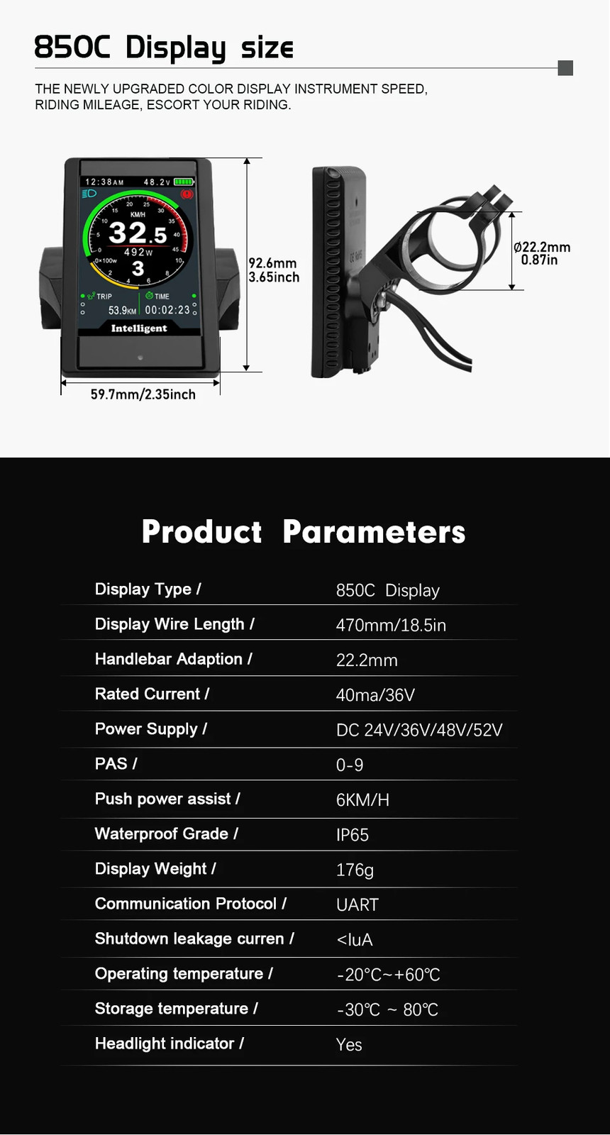 BaFang 850C Color LCD UART 5Pin Female BBS01B/BBS02B/BBSHD Conversion Kits