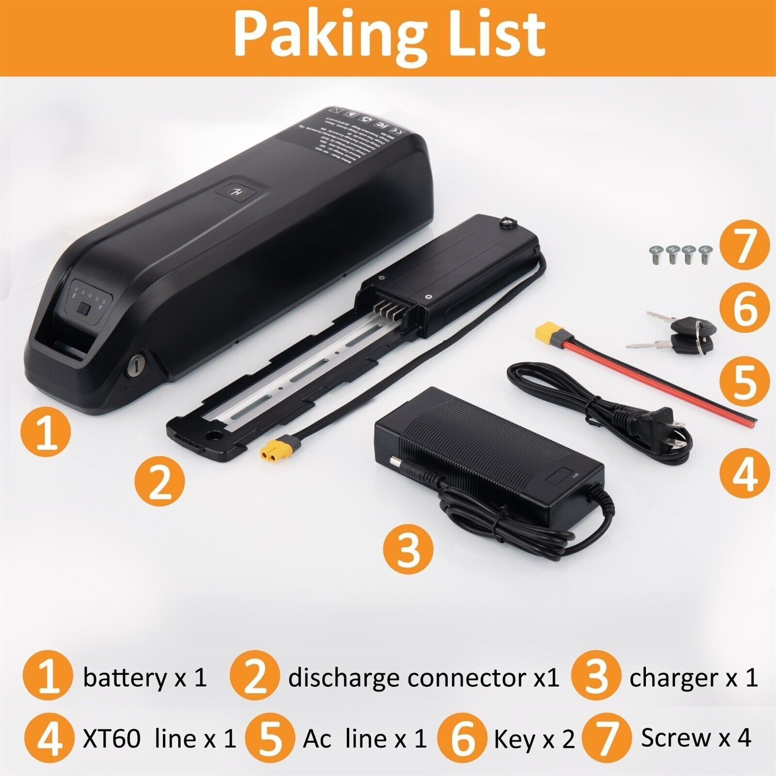 36V 10Ah Li-ion Ebike Battery With 4-Pin Base for 0-1000W Electric Bike Motor