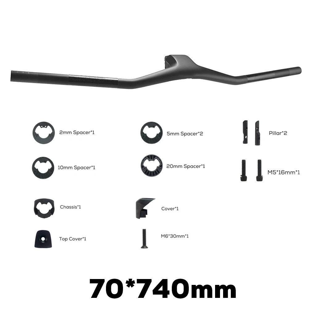 -40° Rise Full Carbon Mountain Bike Handlebar 28.6mm Integrated Cockpit Drop Bar