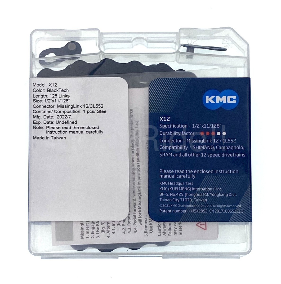 New KMC X12 12 Speed Black Bike Chain 126L fit SRAM Shimano