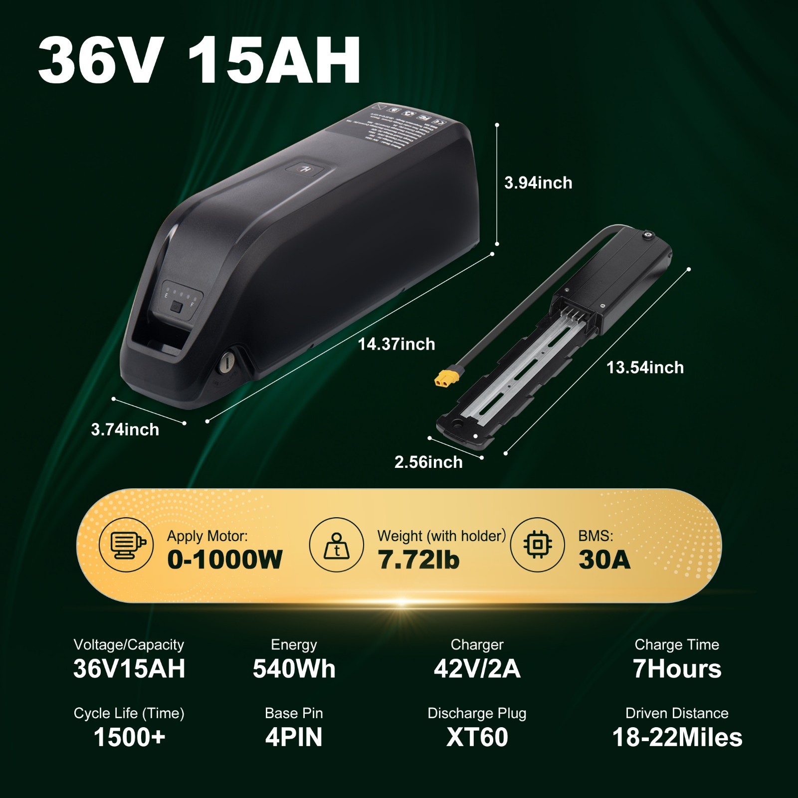 36V Ebike Battery 36V 10AH/15AH/20AH Lithium Battery For Bicycle 0-1200W Motors