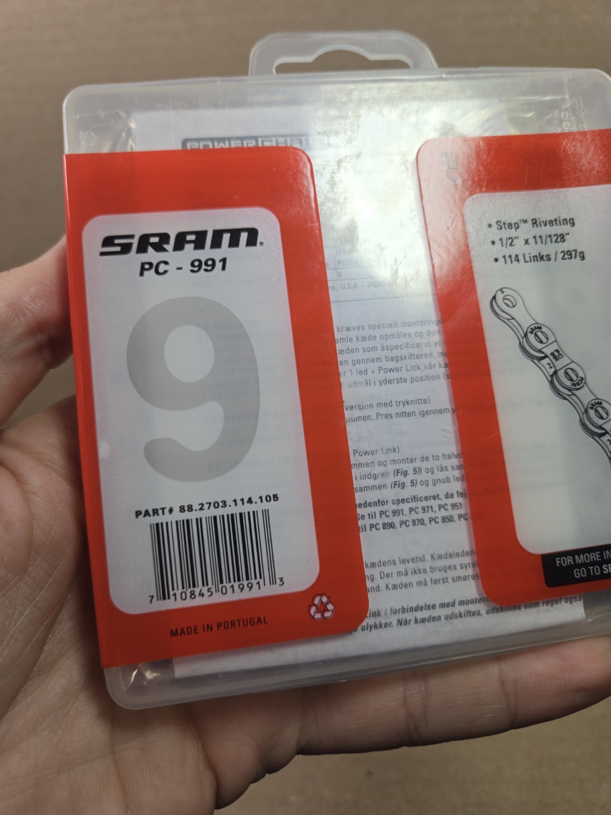 SRAM PC-991 Power Chain ii Step Riveting 1/2″x11/128″ 114 Links 297g Brand New