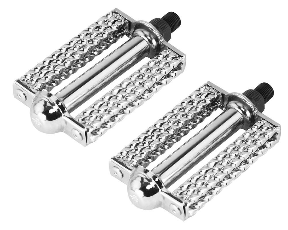 Chrome Bicycle Pedals DTRIPLE SQUARE TWISTED 1/2″ Spindle Lowrider Cruiser Bike