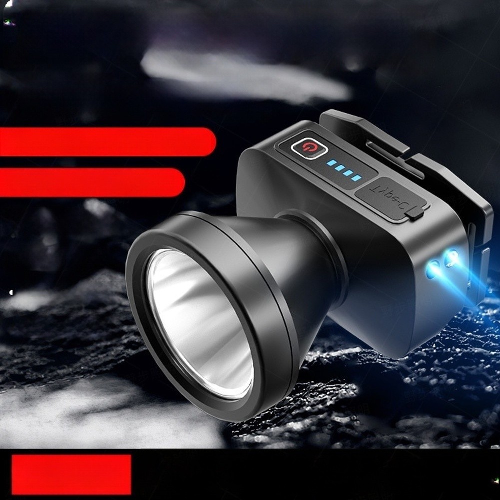 LED Headlamp Rechargeable Motion Detection Built-in Battery ABS Material